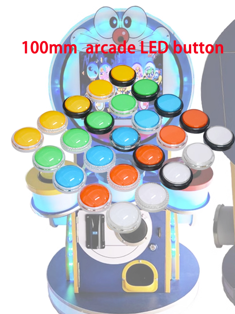Arcade Vibes - 12V アーケード LED ボタン 100mm プレーンラウンドボタンゲーム機アクセサリーは子供用ゲームコンソールに使用されます